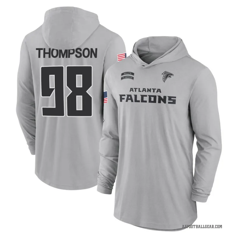 Anterio Thompson Youth Gray Atlanta Falcons 2024 Salute to Service Lightweight Performance Long Sleeve Hooded T-Shirt