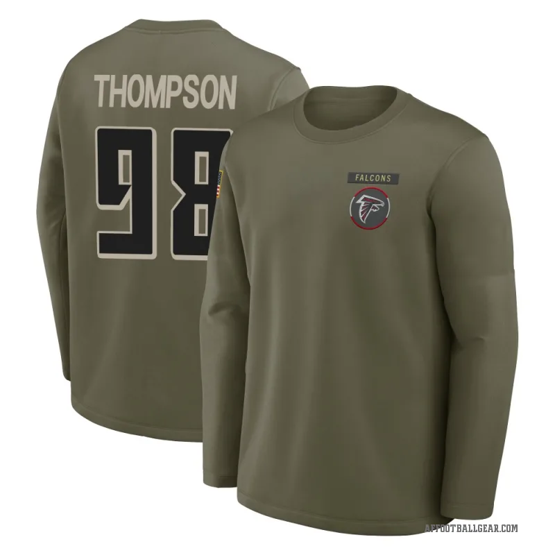 Anterio Thompson Youth Olive Atlanta Falcons 2025 Salute to Service Sideline Coaches Long Sleeve T-Shirt