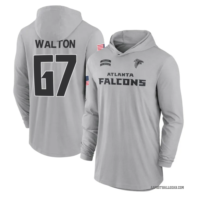 Brandon Walton Men's Gray Atlanta Falcons 2024 Salute to Service Lightweight Performance Long Sleeve Hooded T-Shirt