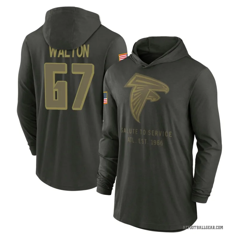 Brandon Walton Youth Green Atlanta Falcons Forest/ 2025 Salute to Service Sideline Lightweight Hooded Pullover Long Sleeve T-Shi