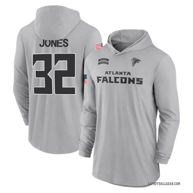 Cash Jones Youth Gray Atlanta Falcons 2024 Salute to Service Lightweight Performance Long Sleeve Hooded T-Shirt