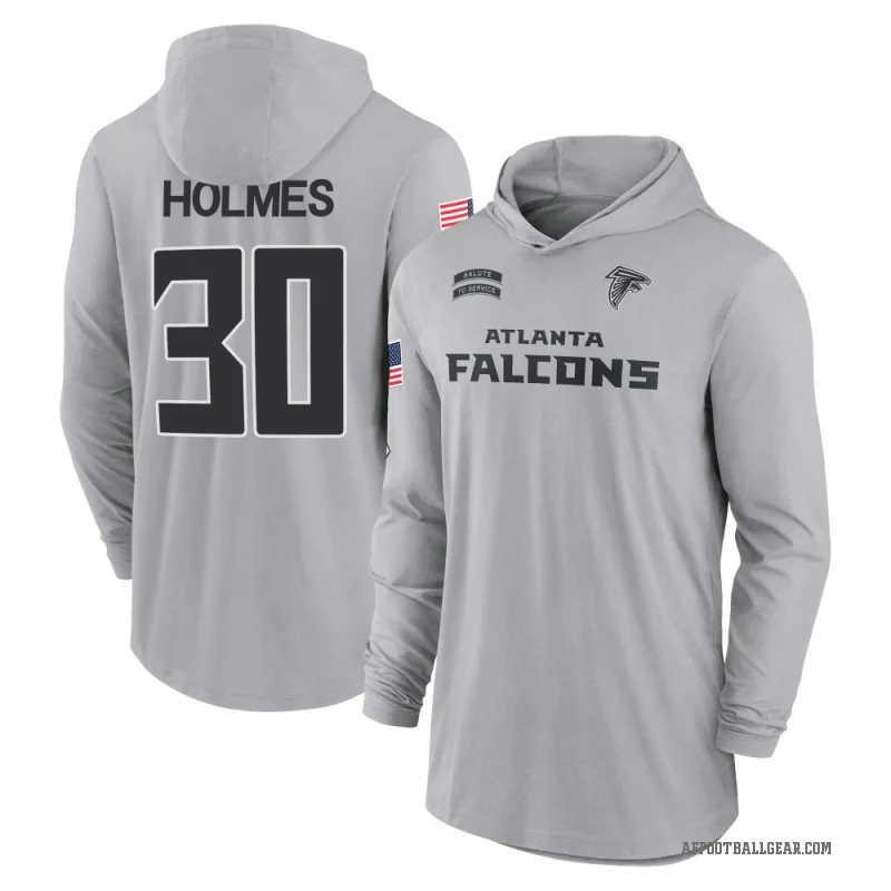 Darnay Holmes Youth Gray Atlanta Falcons 2024 Salute to Service Lightweight Performance Long Sleeve Hooded T-Shirt