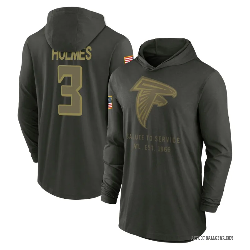 Darnay Holmes Youth Green Atlanta Falcons Forest/ 2025 Salute to Service Sideline Lightweight Hooded Pullover Long Sleeve T-Shir