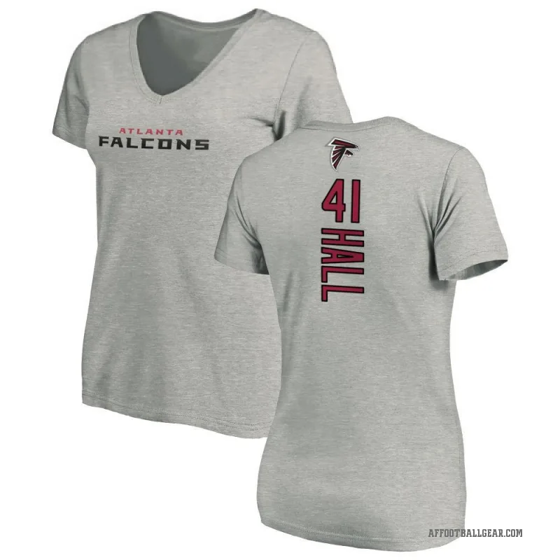 Darren Hall Women's Ash Atlanta Falcons Backer V-Neck T-Shirt -