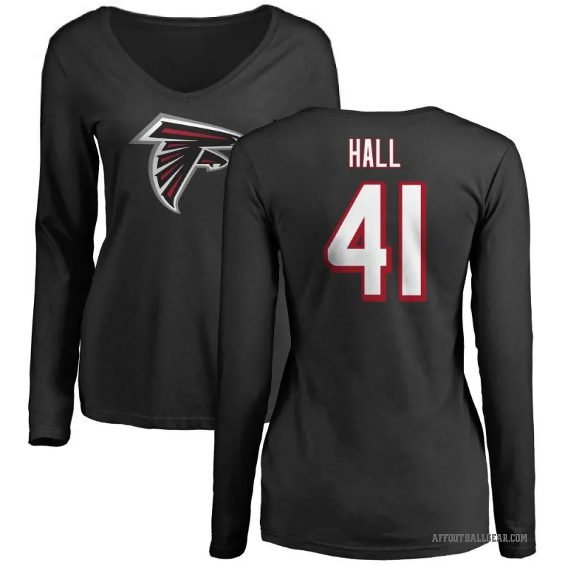 Darren Hall Women's Black Atlanta Falcons Logo Slim Fit Long Sleeve T-Shirt -
