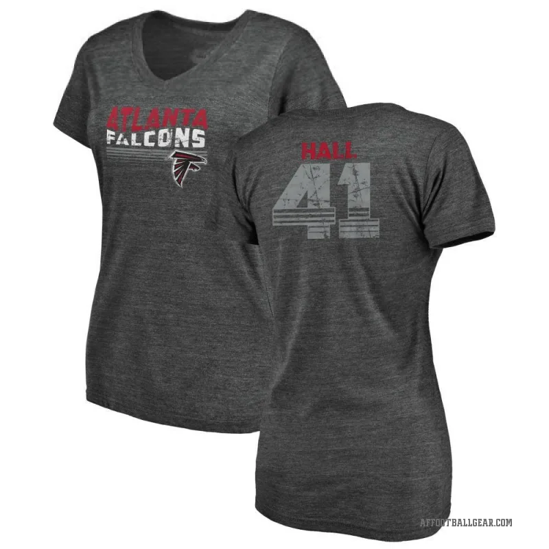Darren Hall Women's Black Atlanta Falcons Retro V-Neck T-Shirt -