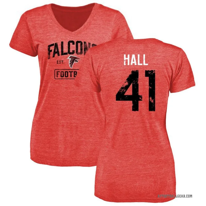 Darren Hall Women's Red Atlanta Falcons Distressed T-Shirt -