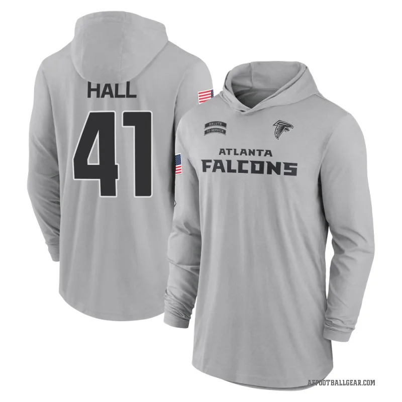 Darren Hall Youth Gray Atlanta Falcons 2024 Salute to Service Lightweight Performance Long Sleeve Hooded T-Shirt