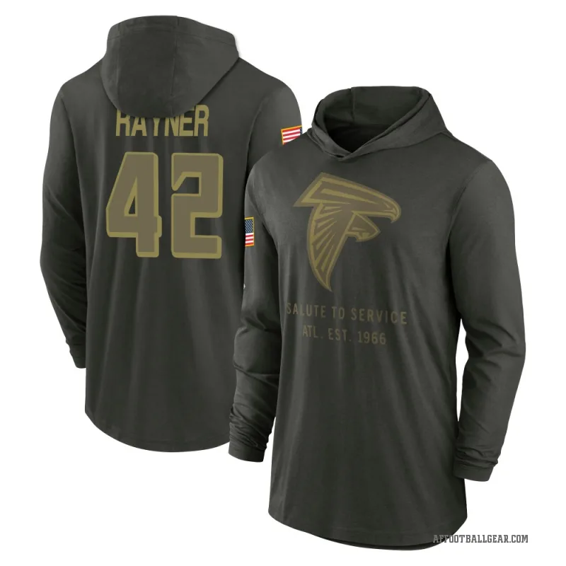 Daveren Rayner Men's Green Atlanta Falcons Forest/ 2025 Salute to Service Sideline Lightweight Hooded Pullover Long Sleeve T-Shi