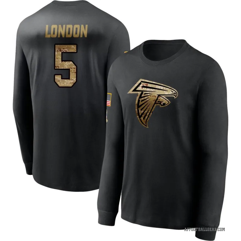 Drake London Men's Black Atlanta Falcons 2020 Salute To Service Sideline Performance Long Sleeve T-Shirt