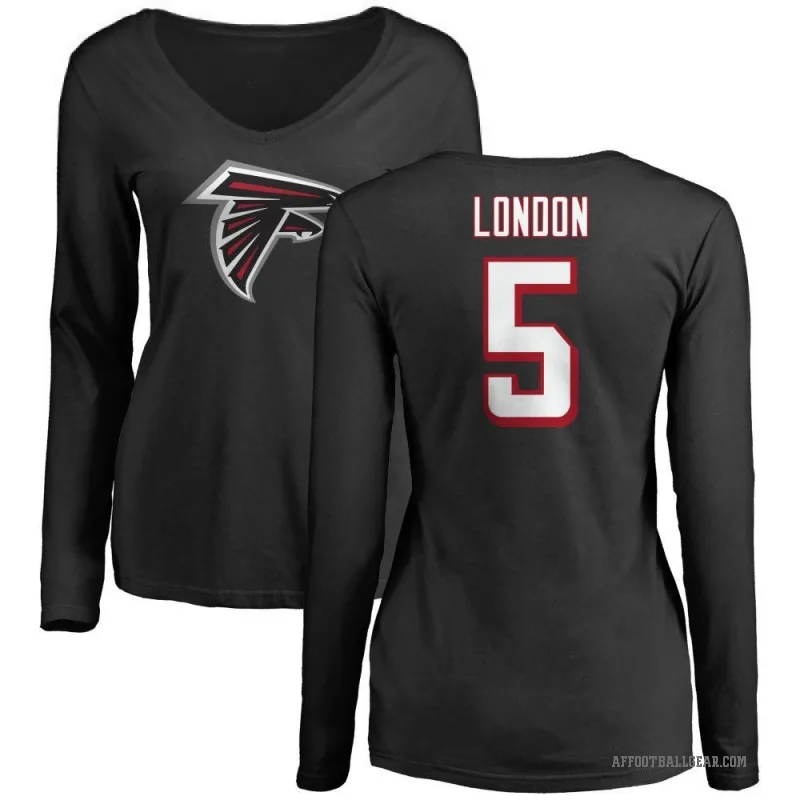 Drake London Women's Black Atlanta Falcons Logo Slim Fit Long Sleeve T-Shirt -
