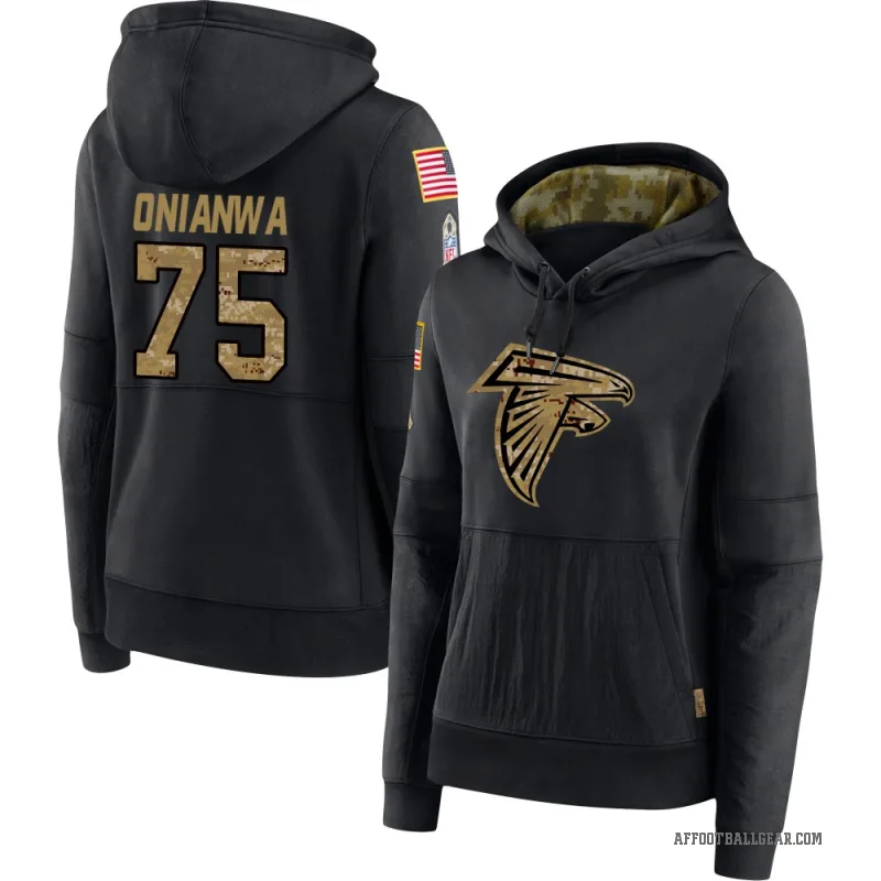 Ethan Onianwa Women's Black Atlanta Falcons 2020 Salute to Service Sideline Performance Pullover Hoodie