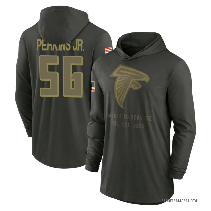 Harold Perkins Jr. Men's Green Atlanta Falcons Forest/ 2025 Salute to Service Sideline Lightweight Hooded Pullover Long Sleeve T