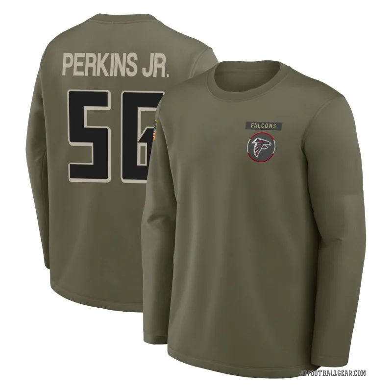 Harold Perkins Jr. Men's Olive Atlanta Falcons 2025 Salute to Service Sideline Coaches Long Sleeve T-Shirt