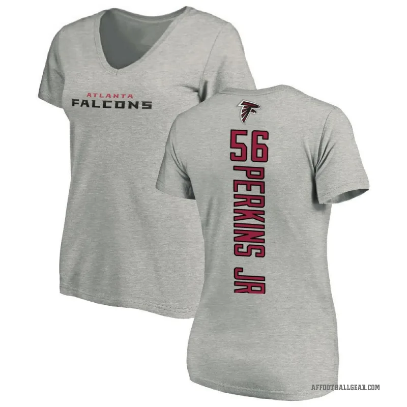 Harold Perkins Jr. Women's Ash Atlanta Falcons Backer V-Neck T-Shirt -