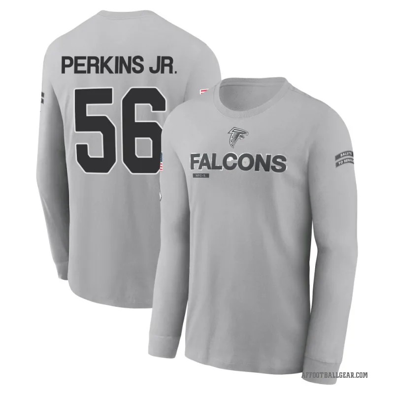 Harold Perkins Jr. Youth Gray Atlanta Falcons 2024 Salute to Service Long Sleeve T-Shirt