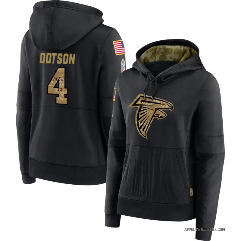 Jahan Dotson Women's Black Atlanta Falcons 2020 Salute to Service Sideline Performance Pullover Hoodie