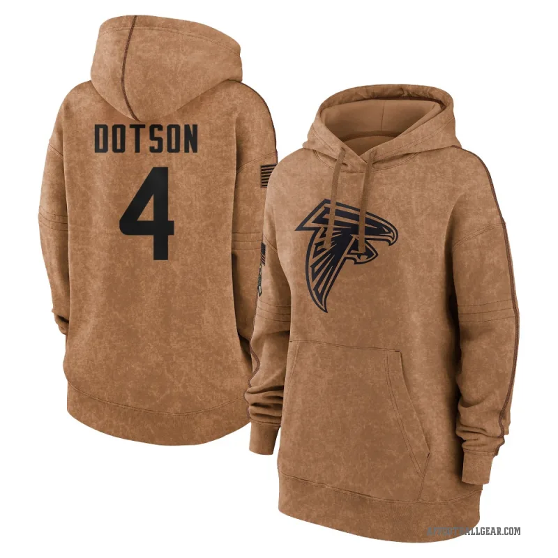 Jahan Dotson Women's Brown Atlanta Falcons 2023 Salute To Service Pullover Hoodie