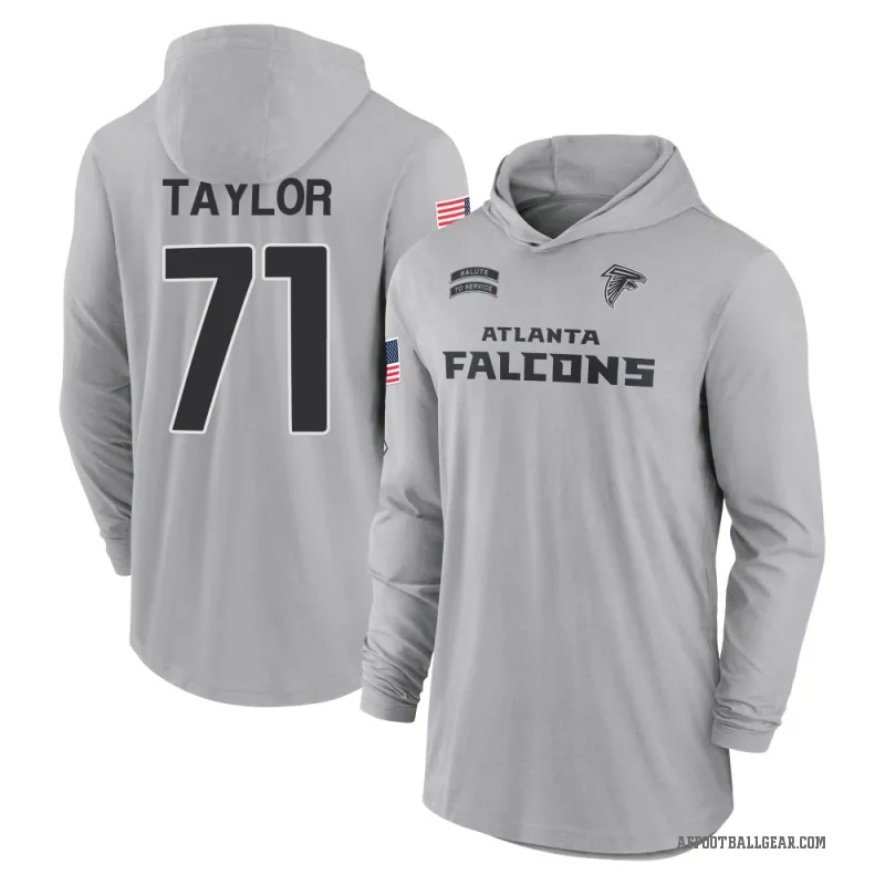Jawaan Taylor Youth Gray Atlanta Falcons 2024 Salute to Service Lightweight Performance Long Sleeve Hooded T-Shirt