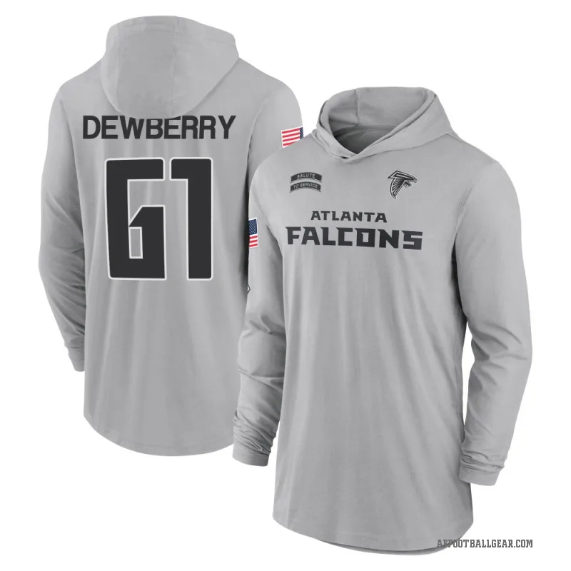 Kam Dewberry Men's Gray Atlanta Falcons 2024 Salute to Service Lightweight Performance Long Sleeve Hooded T-Shirt