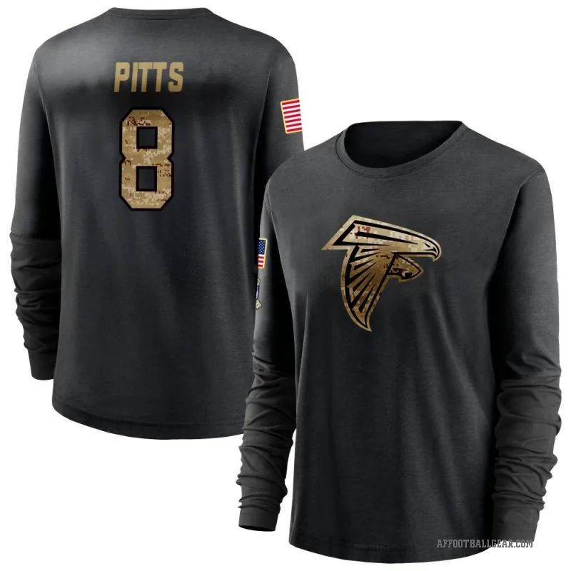 Kyle Pitts Women's Black Atlanta Falcons 2020 Salute To Service Sideline Performance Long Sleeve T-Shirt