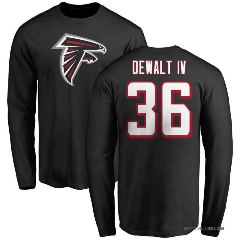 Malcolm DeWalt IV Men's Black Atlanta Falcons Logo Long Sleeve T-Shirt -