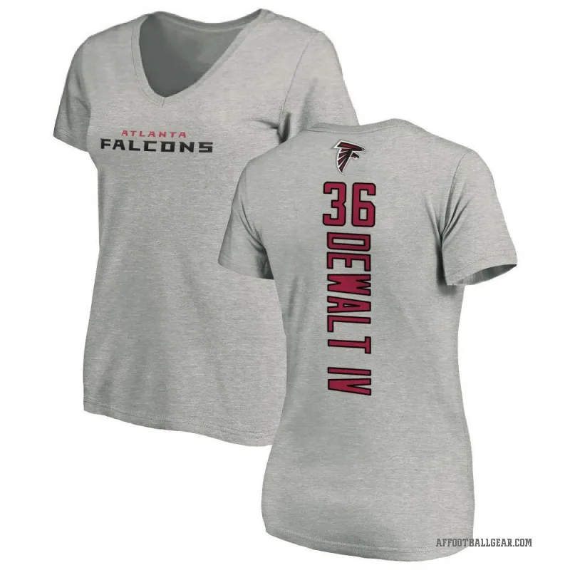 Malcolm DeWalt IV Women's Ash Atlanta Falcons Backer V-Neck T-Shirt -