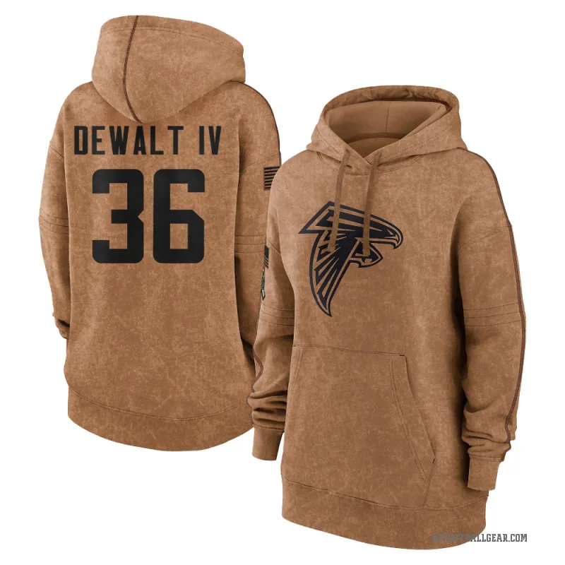 Malcolm DeWalt IV Women's Brown Atlanta Falcons 2023 Salute To Service Pullover Hoodie