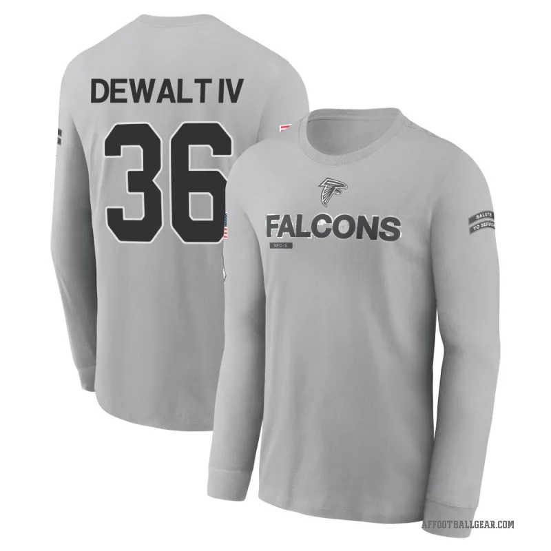 Malcolm DeWalt IV Youth Gray Atlanta Falcons 2024 Salute to Service Long Sleeve T-Shirt