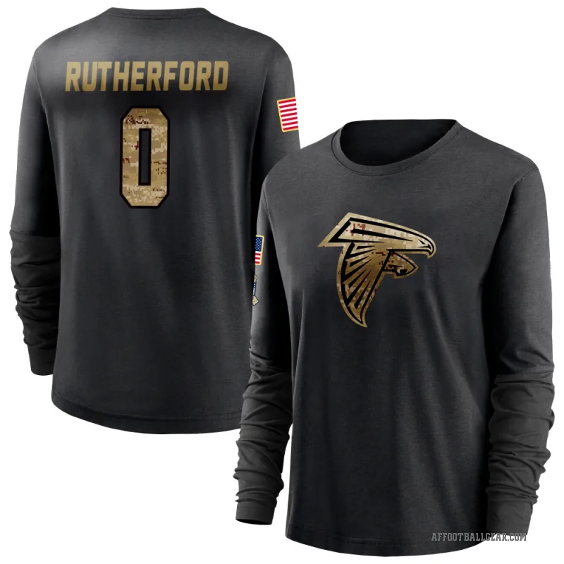 Malik Rutherford Women's Black Atlanta Falcons 2020 Salute To Service Sideline Performance Long Sleeve T-Shirt