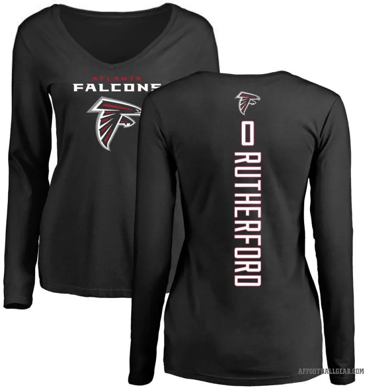 Malik Rutherford Women's Black Atlanta Falcons Backer Slim Fit Long Sleeve T-Shirt -