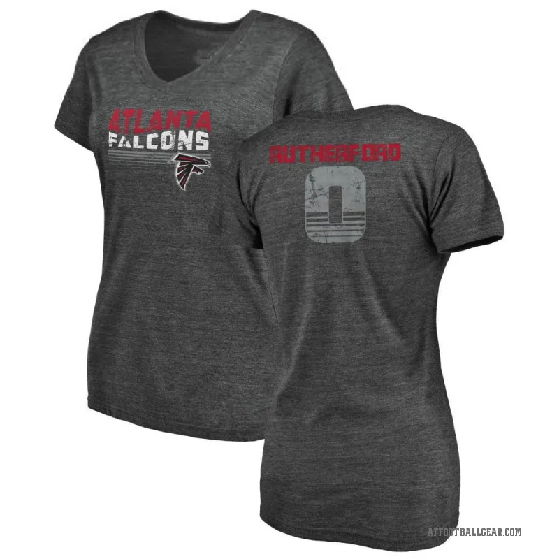 Malik Rutherford Women's Black Atlanta Falcons Retro V-Neck T-Shirt -