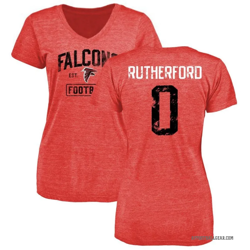 Malik Rutherford Women's Red Atlanta Falcons Distressed T-Shirt -