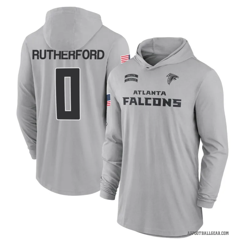 Malik Rutherford Youth Gray Atlanta Falcons 2024 Salute to Service Lightweight Performance Long Sleeve Hooded T-Shirt