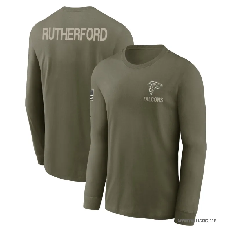 Malik Rutherford Youth Olive Atlanta Falcons 2025 Salute to Service Sideline Long Sleeve T-Shirt