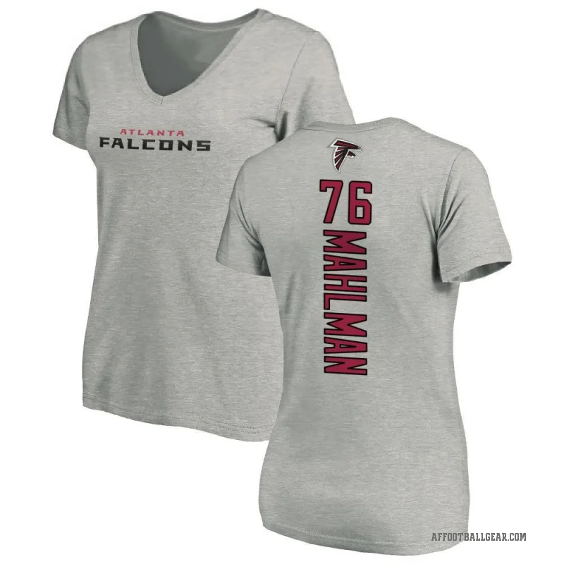 Riley Mahlman Women's Ash Atlanta Falcons Backer V-Neck T-Shirt -