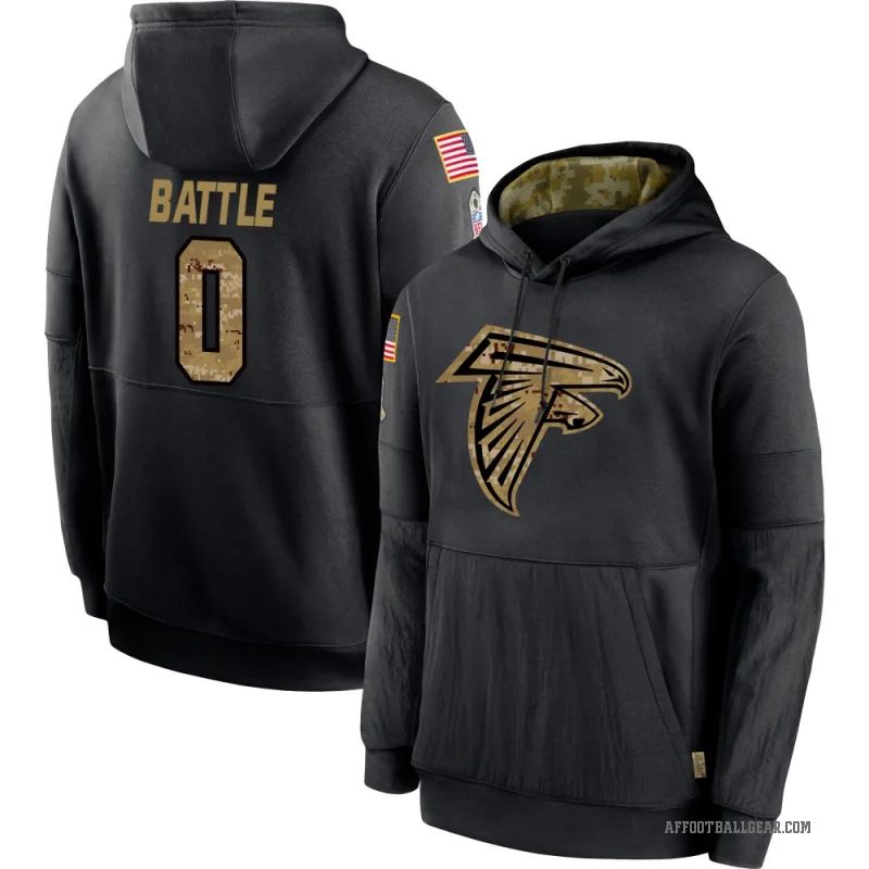 Trent Battle Men's Black Atlanta Falcons 2020 Salute to Service Sideline Performance Pullover Hoodie