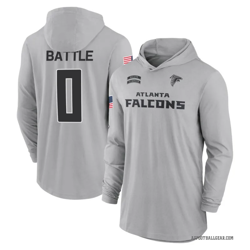 Trent Battle Men's Gray Atlanta Falcons 2024 Salute to Service Lightweight Performance Long Sleeve Hooded T-Shirt