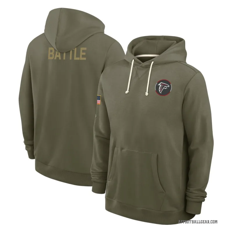 Trent Battle Men's Olive Atlanta Falcons 2025 Salute to Service Hoodie
