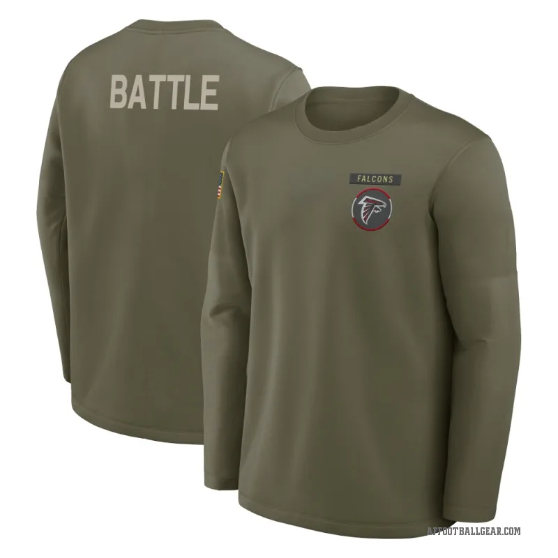 Trent Battle Men's Olive Atlanta Falcons 2025 Salute to Service Sideline Coaches Long Sleeve T-Shirt