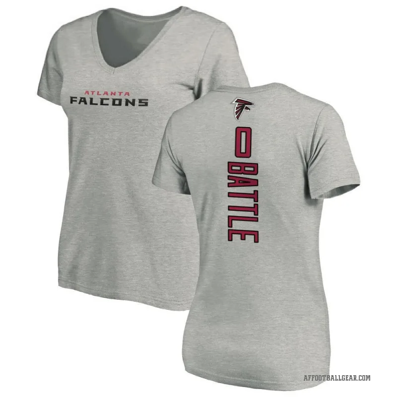 Trent Battle Women's Ash Atlanta Falcons Backer V-Neck T-Shirt -