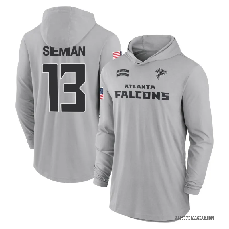 Trevor Siemian Men's Gray Atlanta Falcons 2024 Salute to Service Lightweight Performance Long Sleeve Hooded T-Shirt