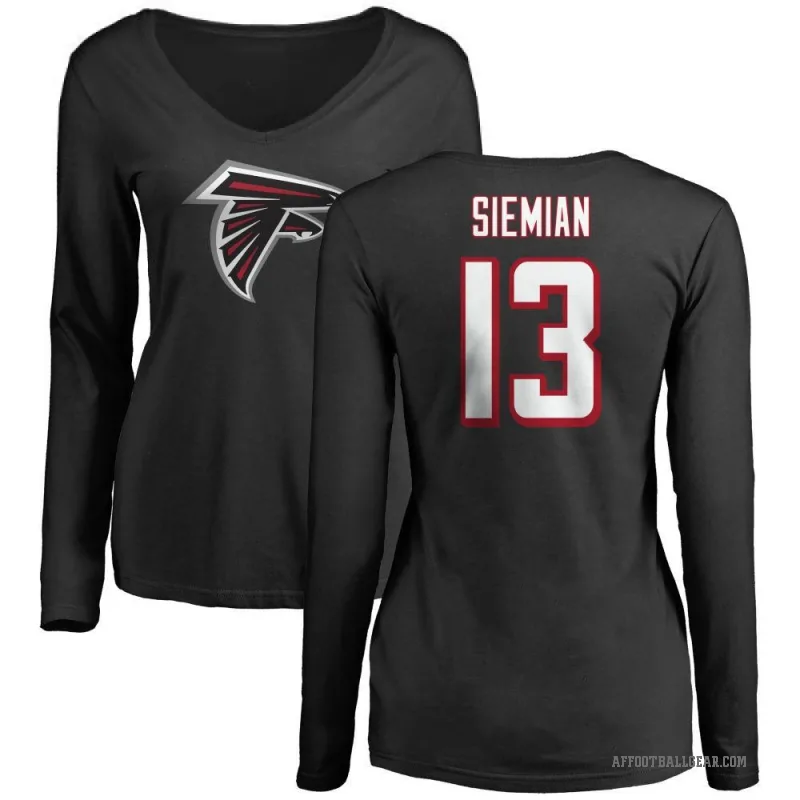 Trevor Siemian Women's Black Atlanta Falcons Logo Slim Fit Long Sleeve T-Shirt -