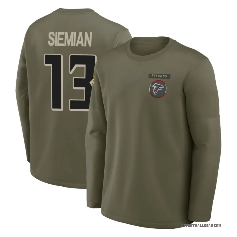 Trevor Siemian Youth Olive Atlanta Falcons 2025 Salute to Service Sideline Coaches Long Sleeve T-Shirt