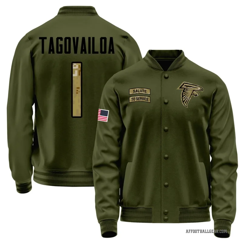 Tua Tagovailoa Men's Olive Atlanta Falcons Salute to Service Sideline Performance Jacket
