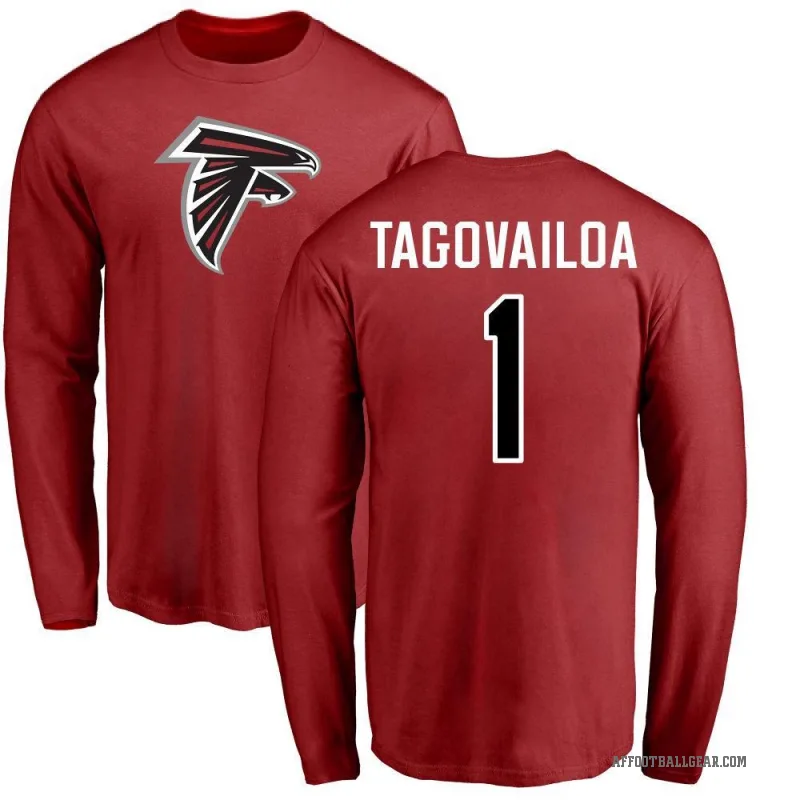 Tua Tagovailoa Men's Red Atlanta Falcons Logo Long Sleeve T-Shirt -