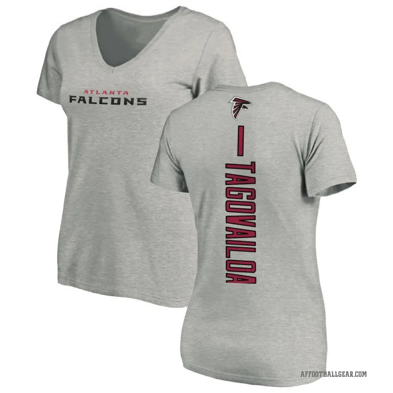 Tua Tagovailoa Women's Ash Atlanta Falcons Backer V-Neck T-Shirt -