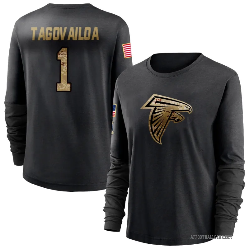 Tua Tagovailoa Women's Black Atlanta Falcons 2020 Salute To Service Sideline Performance Long Sleeve T-Shirt