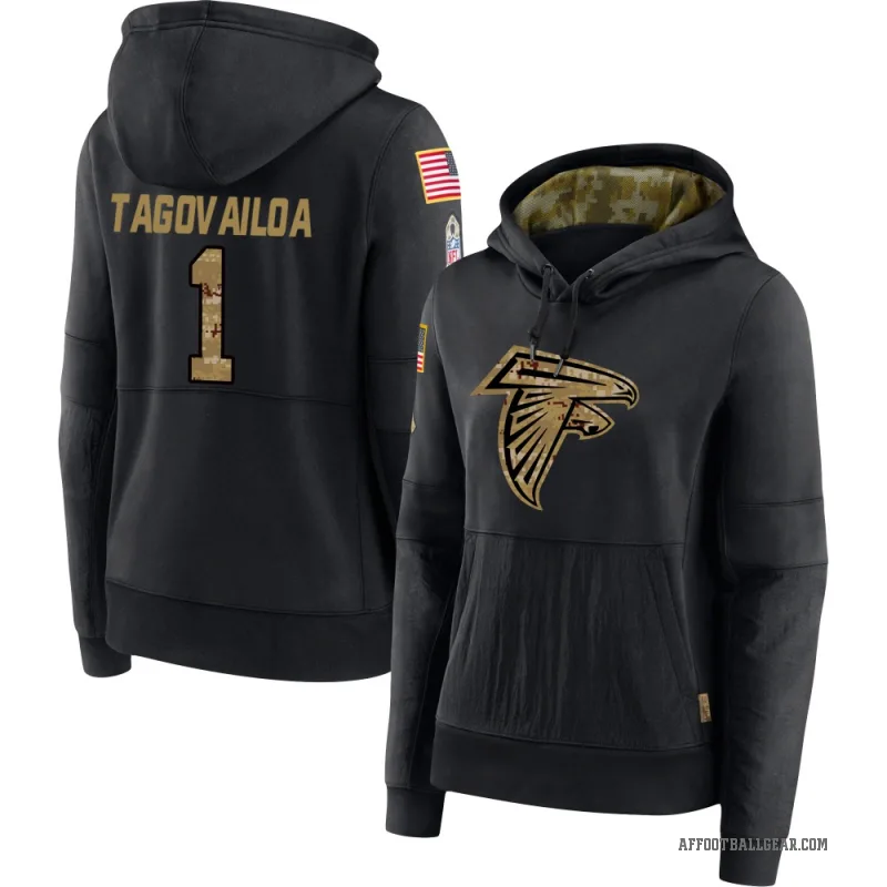 Tua Tagovailoa Women's Black Atlanta Falcons 2020 Salute to Service Sideline Performance Pullover Hoodie