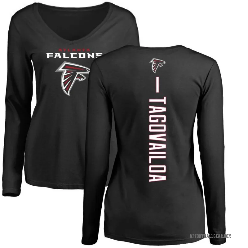 Tua Tagovailoa Women's Black Atlanta Falcons Backer Slim Fit Long Sleeve T-Shirt -